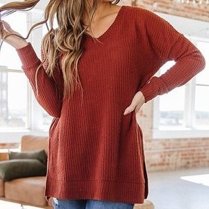 V-neck waffle tunic